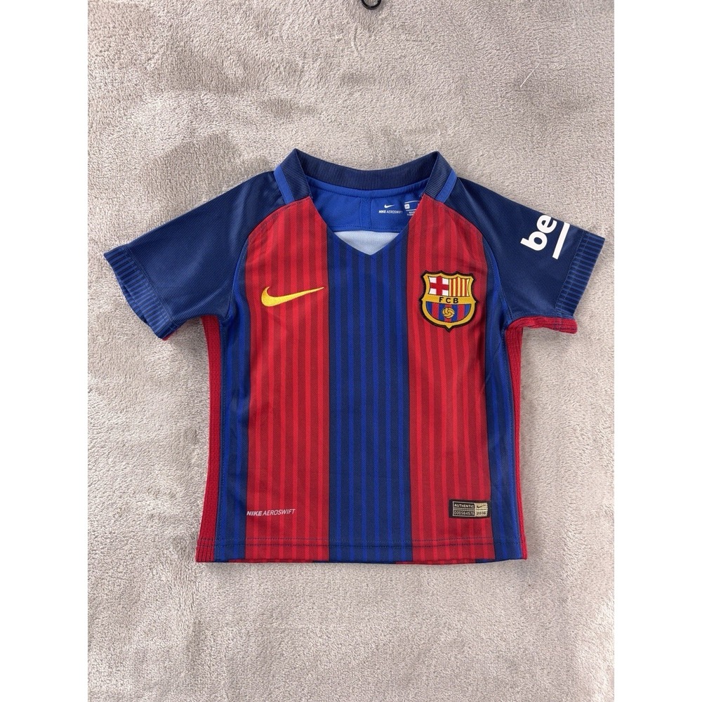 Nike FC Barcelona Soccer Jersey Kit Kids Size 20 Red Blue Home Kit La Liga